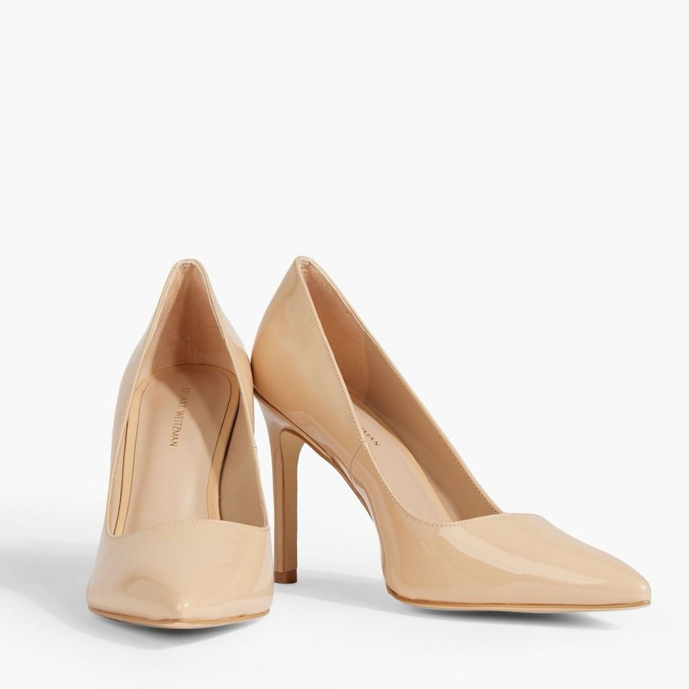 Stuart Weitzman Leigh 95 Patent Leather Nude Pump
